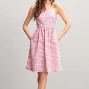 Banana Republic Pink Striped Strapless Linen Dress Size 0